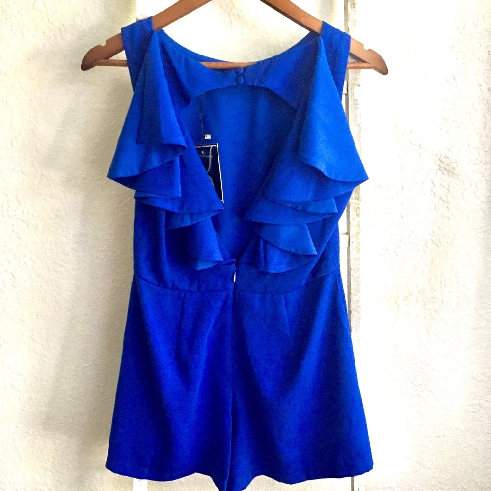 NWT Dance & Marvel Open Back Royal Blue Romper